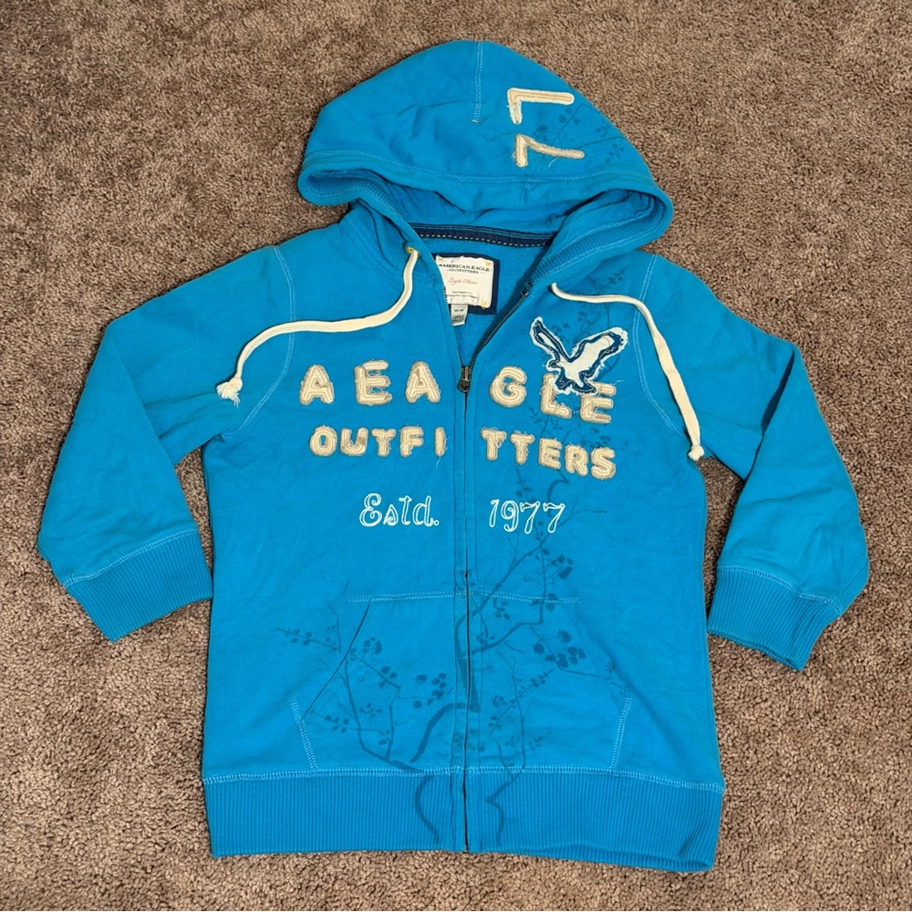 American Eagle Blue Zip-Up Hoodie